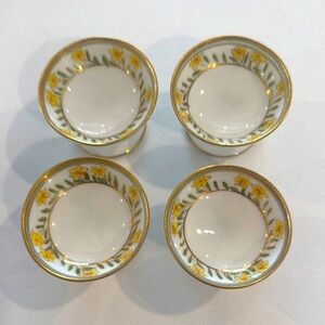 Vintage Nippon hand Painted Set of 4 Floral Gold-Trimmed Mini Salt Egg Bowls